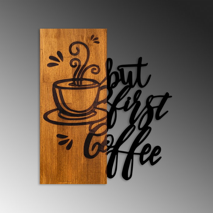 Wallity Coffee First Escultura de pared en nogal y negro